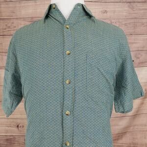 The Territory Ahead Shirt Mens Medium Green Yellow Print Button Front Cotton